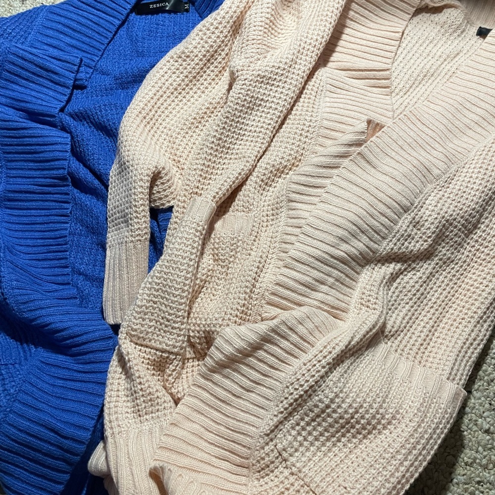 Women Sweaters - Blue and Light Pink